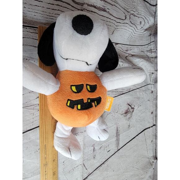 Peanuts Snoopy Jack O Lantern Pumpkin 8in Plush Stuffed Animal Dog Squeak Toy - Picture 4 of 4